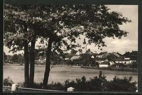 AK Veselí nad Luznicí, Ortsansicht mit Kirche