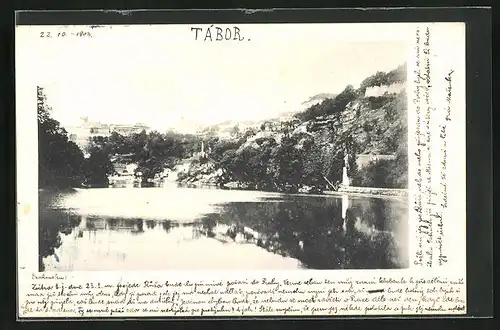 AK Tabor, Panorama vom Wasser aus gesehen