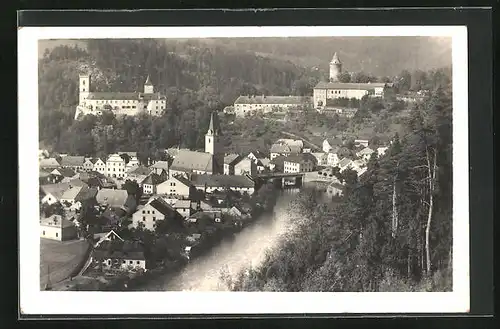 AK Rozmberk na Sumave, Ortsansicht aus der Vogelschau