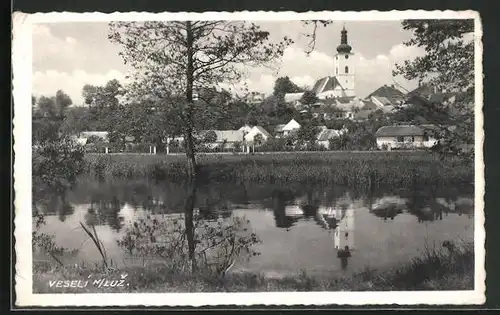 AK Veseli n. Luz., Blick zur Kirche