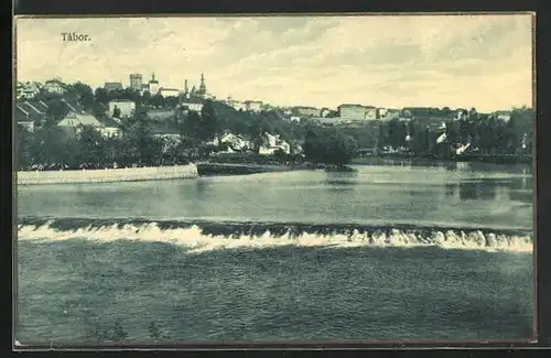 AK Tabor, Panorama vom Wasser aus gesehen