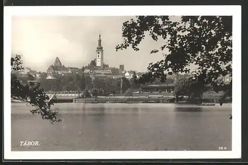 AK Tabor, Panorama vom Wasser aus gesehen