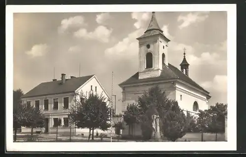 AK Sezimovo Ústi, Blick zur Kirche