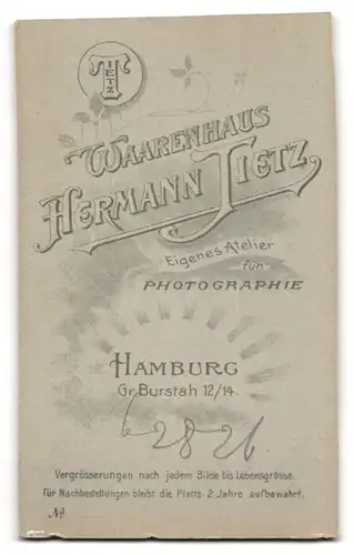 Fotografie Hermann Tietz, Hamburg, Gr. Burstah 12 /14, Portrait stattlicher Herr mit Schnurrbart