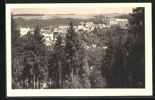 AK Rataje nad Sázavou, Ortsansicht aus der Vogelschau
