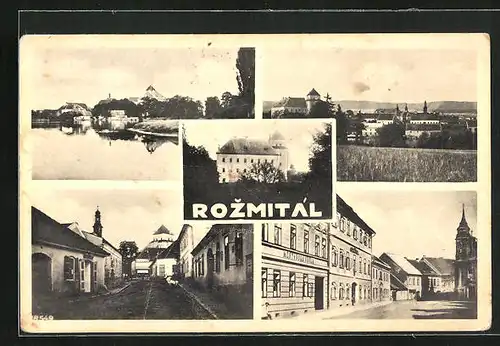 AK Rozmitál pod Tremsínem, Ortsansicht, Strassenpartie, Schloss