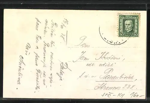 AK Ledecko, Ortsansicht aus der Vogelschau