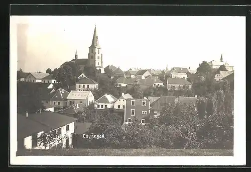AK Chotebor, Ortsansicht aus der Vogelschau