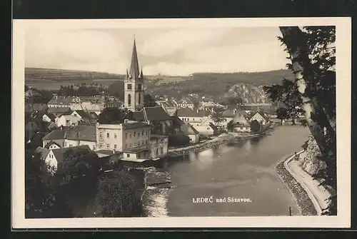 AK Ledec nad Sázavou, Ortsansicht aus der Vogelschau