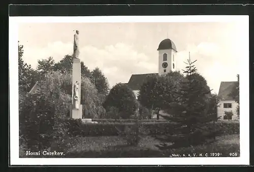 AK Horní Cerekev, Blick zur Kirche