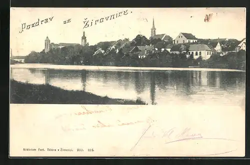 AK Zirovnice, Panorama vom Fluss aus gesehen