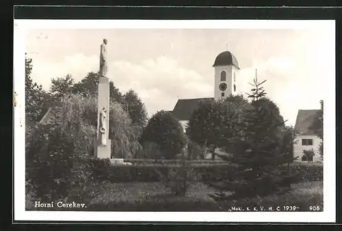 AK Horní Cerekev, Blick zur Kirche