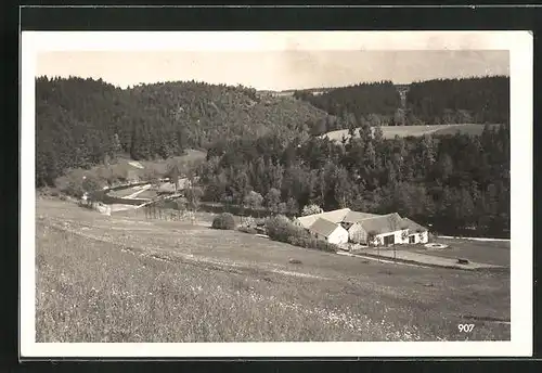 AK Velesín, Ortsansicht aus der Vogelschau