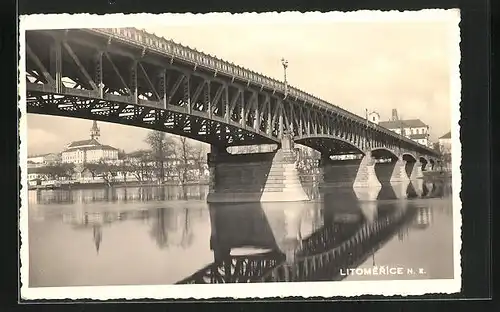 AK Leitmeritz / Litomerice, Brücke über die Elbe