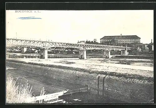 AK Roudnice n./L., Blick zur Brücke