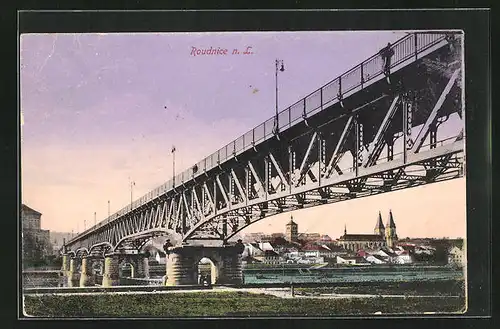 AK Roudnice n. L., Blick zur Brücke