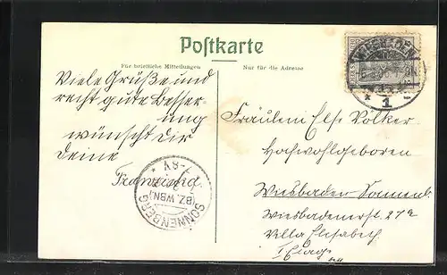 AK Wiesbaden, Partie an der Kaiserbrücke