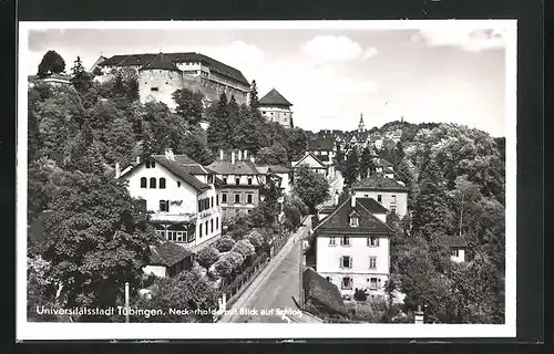 AK Tübingen, Neckarhalde mit Blick auf Schloss