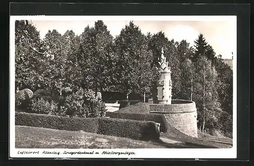 AK Altensteig, Kriegerdenkmal mit Schlosberganlagen