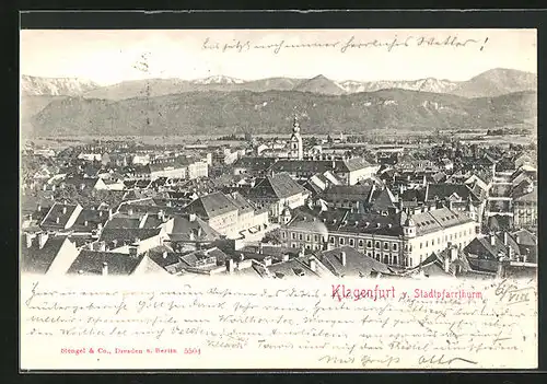 AK Klagenfurt, Totalansicht vom Stadtpfarrturn aus