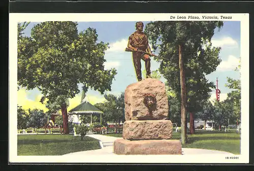 AK Victoria, TX, De Leon Plaza, Monument