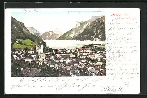 AK Ebensee, Blick vom Calvarienberg