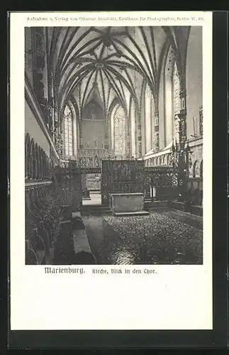 AK Marienburg / Malbork, Kirche, Blick in den Chor