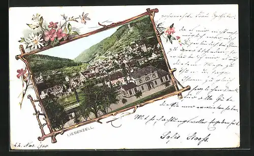 Passepartout-AK Liebenzell, Totale im Holzrahmen