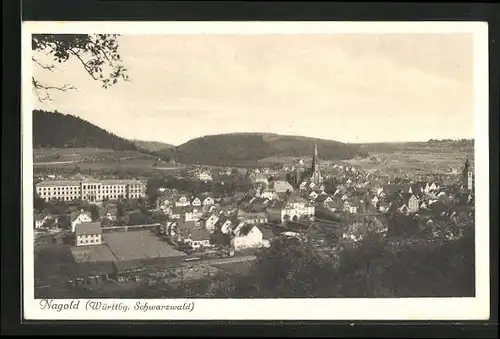 AK Nagold / Schwarzwald, Panoramablick vom Berg