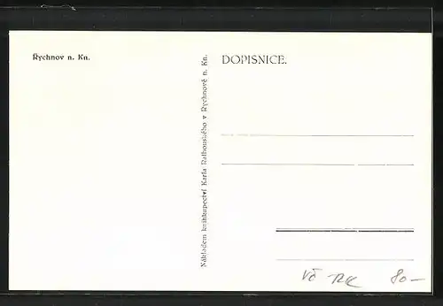 AK Rychnov n. Kn., Ortsansicht aus der Vogelschau