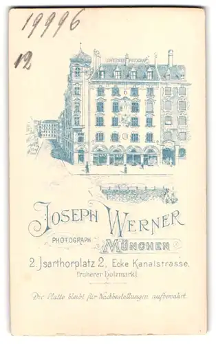 Fotografie Joseph Werner, München, Isarthorplatz 2, Ansicht München, Partie am Gebäude des Fotografen