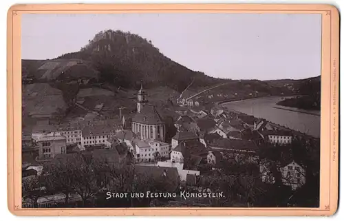 Fotografie Römmler & Jonas, Dresden, Ansicht Königstein, Blicka uf die Stadt und die Festung