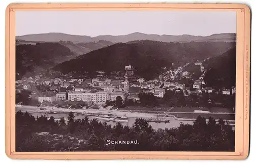 Fotografie Römmler & Jonas, Dresden, Ansicht Schandau, Blick auf den Ort mit Hotel