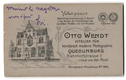 Fotografie Otto Wendt, Quedlinburg, Bahnhofstr. 1, Ansicht Quedlinburg, Fasade des Ateliersgebäudes