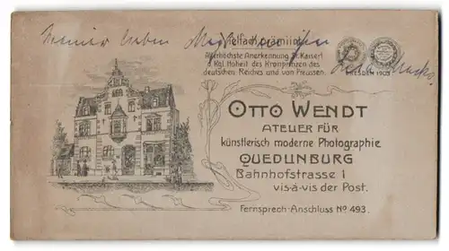 Fotografie Otto Wendt, Quedlinburg, Bahnhofstr. 1, Ansicht Quedlinburg, Fotografen Gebäude von Aussen