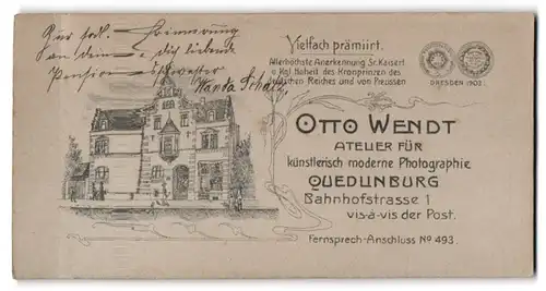 Fotografie Otto Wendt, Quedlinburg, Bahnhofstr. 1, Ansicht Quedlinburg, Ateliersgebäude Aussenfasade