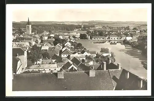 AK Telc, Pohled s veze kostela sv. Jakuba k Starému mestu