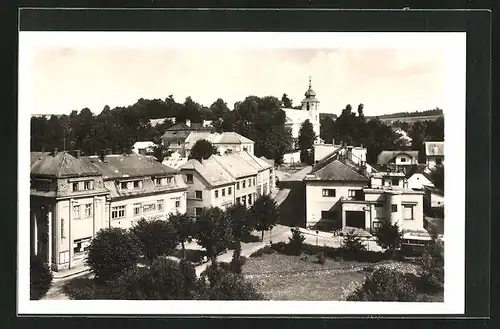 AK Snezné na Morave, Ortspartie aus der Vogelschau