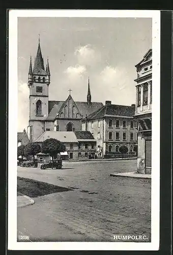 AK Humpolec, Strassenpartie, Blick zur Kirche