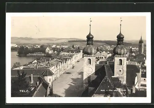 AK Telc, Ortspartie aus der Vogelschau