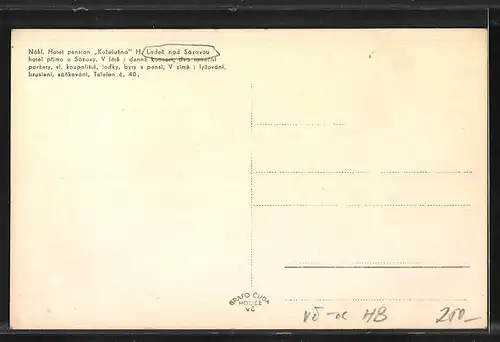 AK Ledec nad Sázavou, Hotel pension Kozeluzna