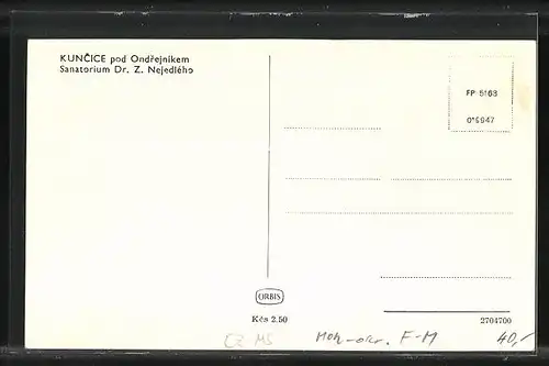 AK Kuncice pod Ondrejníkem, Sanatorium Dr. Z. Nejedlého