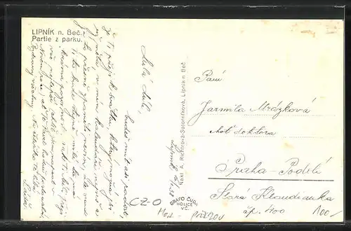 AK Lipník nad Becvou, Partie z parku