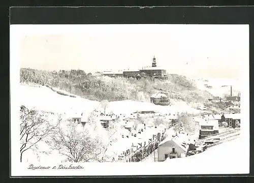 AK Nachod, Ortsansicht im Winter