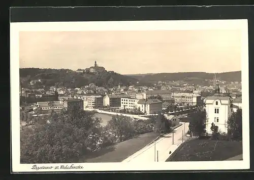 AK Nachod, Ortsansicht aus der Vogelschau