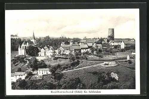 AK Reifferscheid i. Eifel, Blick auf die Ortschaft mit der Kirche und dem Burgturm