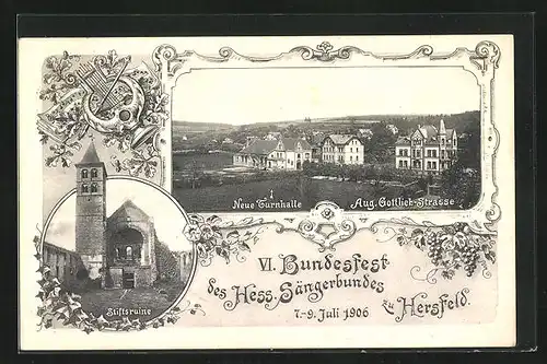 AK Hersfeld, VI. Bundesfest des Hess. Sängerbundes 1906, Neue Turnhalle an der Aug. Gottlieb-Strasse
