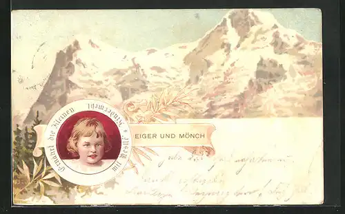 Lithographie Reklame Nestle`s Kindermehl, Eiger und Mönch