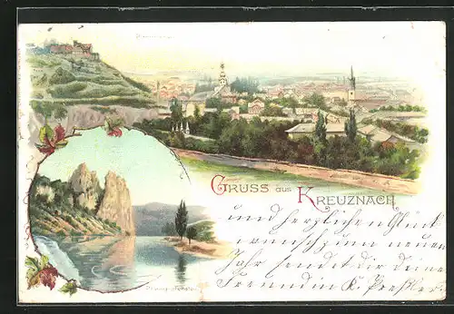 Lithographie Kreuznach, Panorama & Rheingrafenstein
