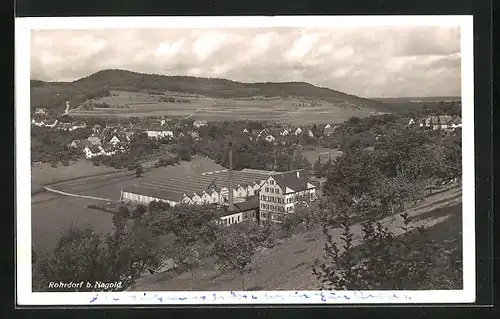 AK Rohrdorf, Blick vom Berg auf die Tuchfabrik Gieseler